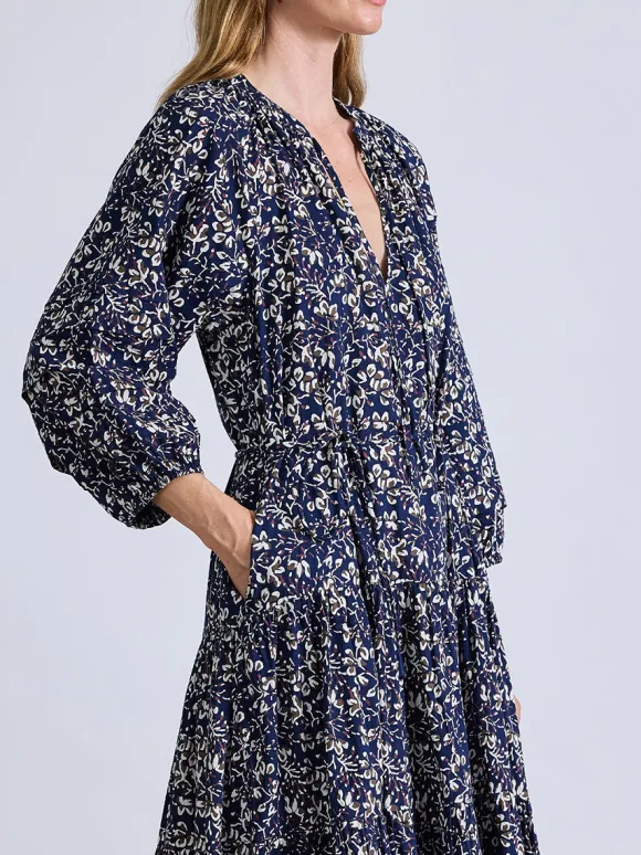 Luminile Tier Maxi Dress in Mira Floral Navy