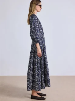 Luminile Tier Maxi Dress in Mira Floral Navy