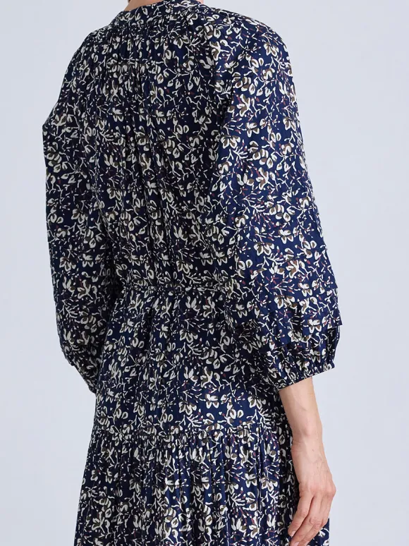 Luminile Tier Maxi Dress in Mira Floral Navy