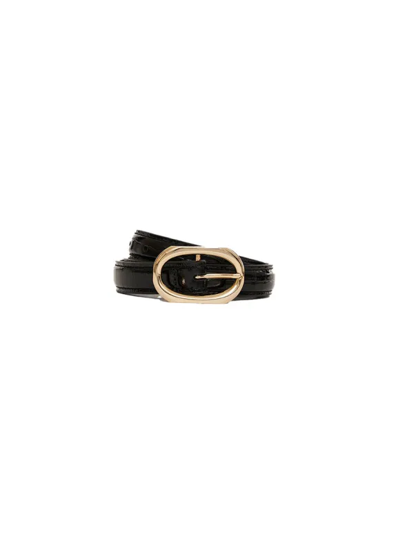 Mara Belt in Black Embossed