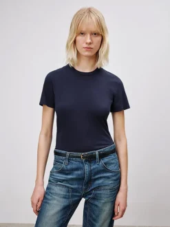 Mariela Crewneck Tee in Dark Navy