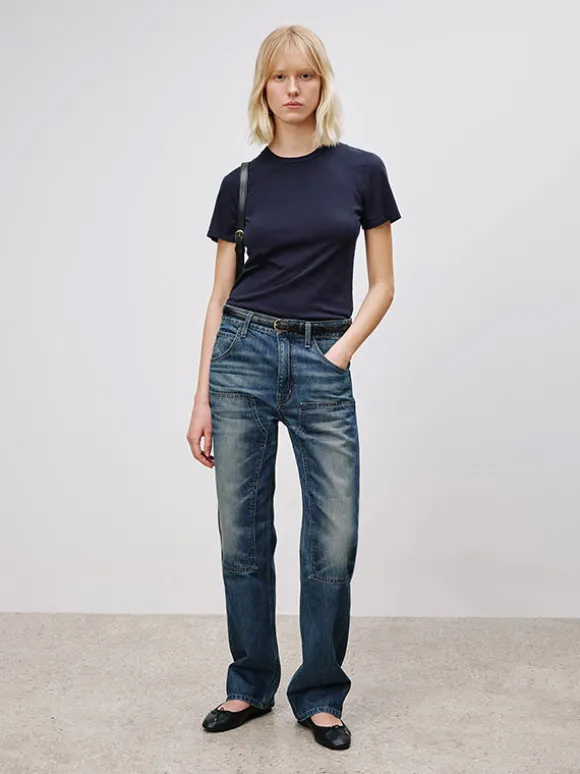 Mariela Crewneck Tee in Dark Navy