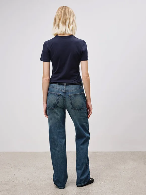 Mariela Crewneck Tee in Dark Navy