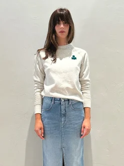 Milla Sweat Shirt in Ecru/Emerald
