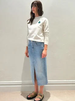 Milla Sweat Shirt in Ecru/Emerald