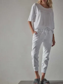 Mixed Media Pant in White