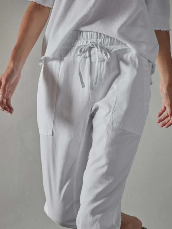 Mixed Media Pant in White