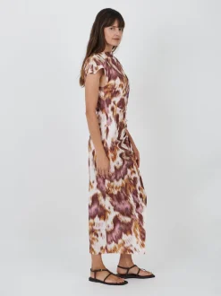 Nadela Dress in Ecru/Ochre