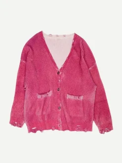 Oversized Cardigan in Raspberry Print