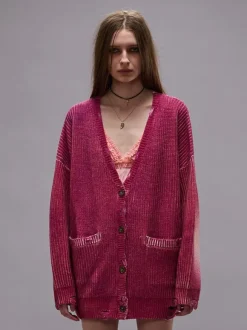 Oversized Cardigan in Raspberry Print
