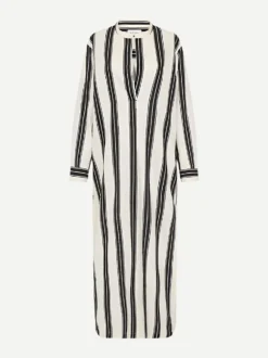 Relaxed Stripe Djellaba in Nero Stripe