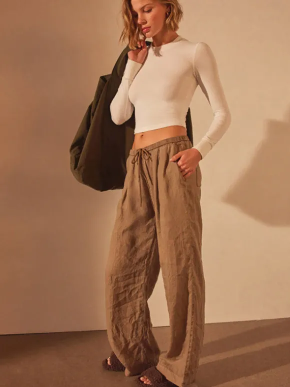 Relaxed Wide Leg Pant in Cashew Pigment