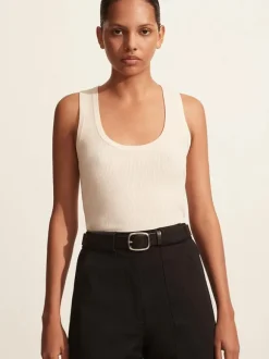 Ribbed Tank in Ecru