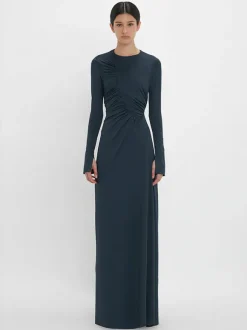 Ruched Detail Gown in Midnight