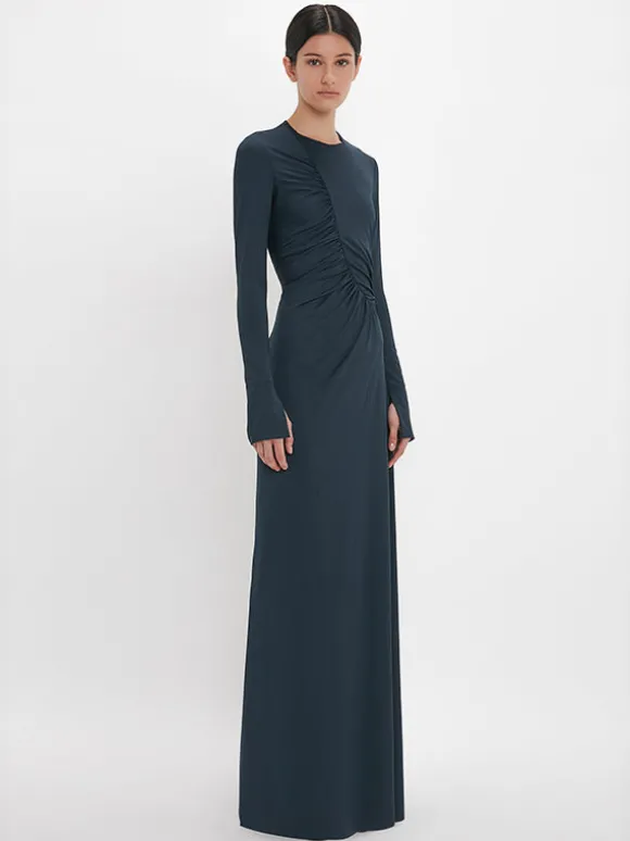 Ruched Detail Gown in Midnight
