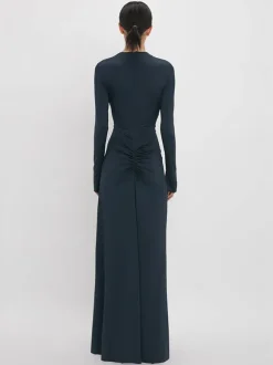 Ruched Detail Gown in Midnight