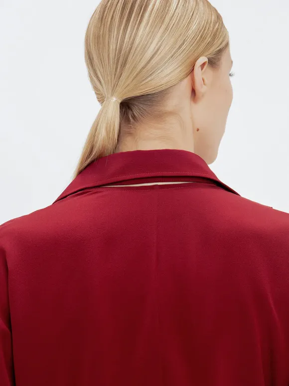 Ruffle Detail Blouse in Oxblood