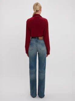 Ruffle Detail Blouse in Oxblood