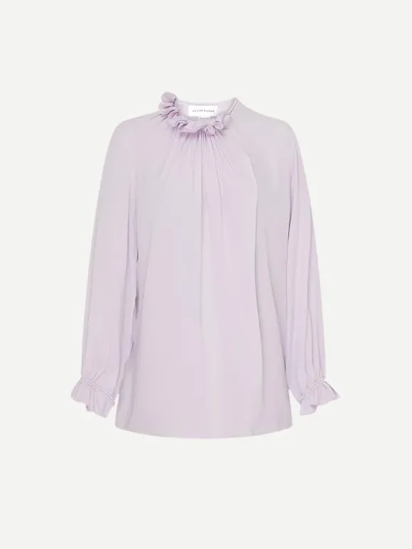 Ruffled Neck Blouse in Petunia