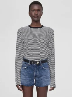Rylan Tee in Black and White Stripe