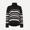Sandra Turtleneck In Black Striped Cashmere