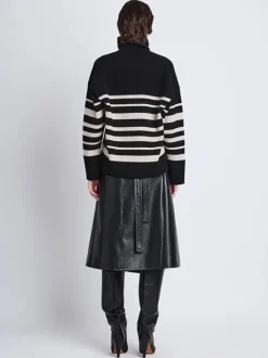 Sandra Turtleneck In Black Striped Cashmere