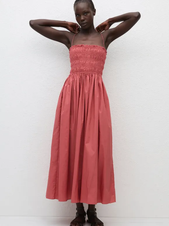 Shirred Bodice Dress in Rose