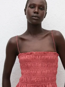 Shirred Bodice Dress in Rose