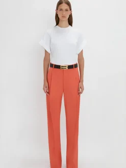 Single Pleat Trouser in Papaya