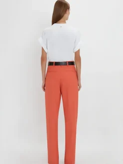 Single Pleat Trouser in Papaya