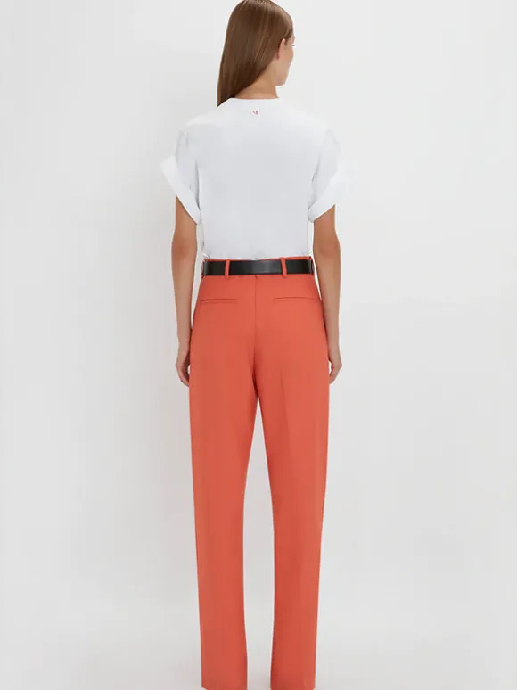 Single Pleat Trouser in Papaya