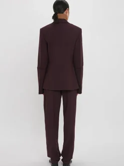 Sleeve Detail Patch Pocket Jacket in Deep Mahogany