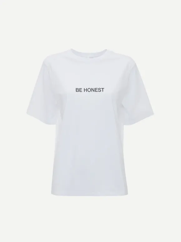 Slogan Tee Be Honest in White