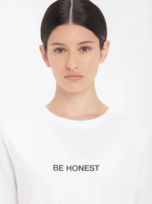 Slogan Tee Be Honest in White