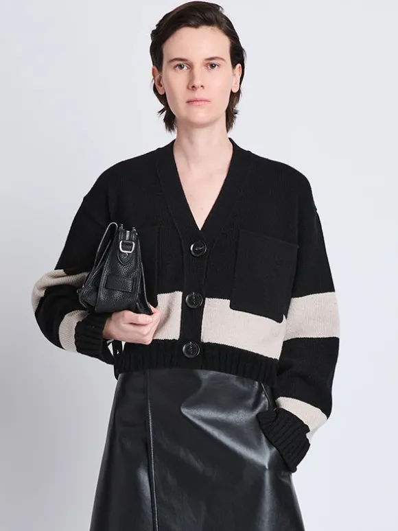 Sofia Cardigan In Black Striped Cashmere