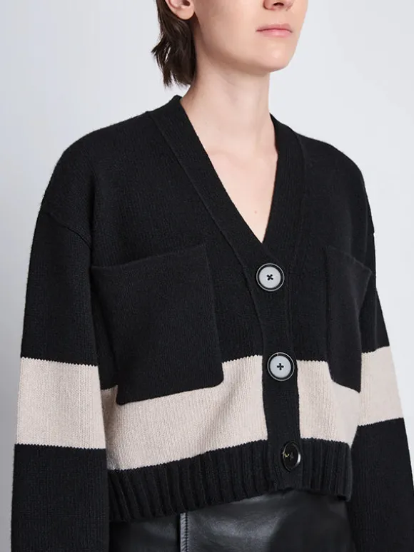 Sofia Cardigan In Black Striped Cashmere