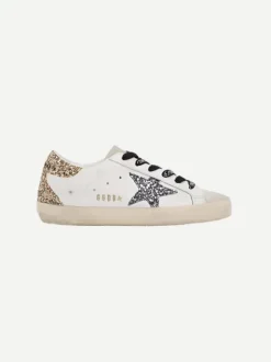 Super-Star Sneakers in Gold and Grey Glitter