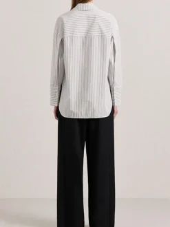The Agnes Wrap Shirt in Acorn Stripe