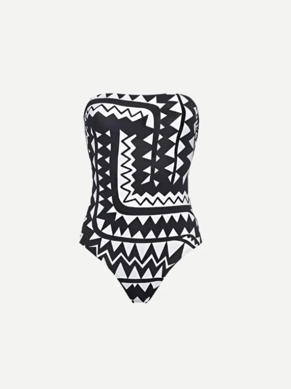 Totem Bustier One Piece in Imprime Tribu