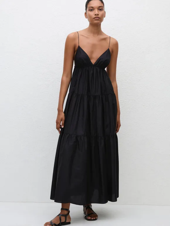Triangle Tiered Sundress in Black