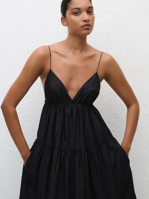 Triangle Tiered Sundress in Black