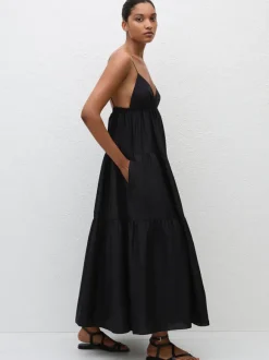 Triangle Tiered Sundress in Black