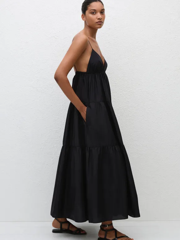 Triangle Tiered Sundress in Black