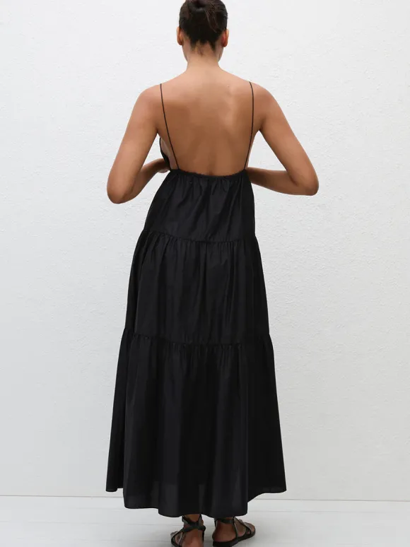 Triangle Tiered Sundress in Black