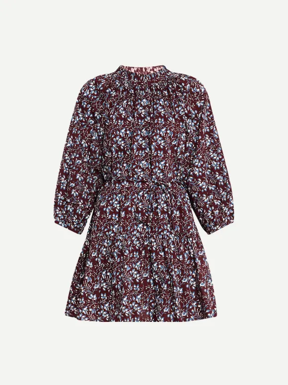 Trinidad Mini Dress in Mira Floral Wine Tasting
