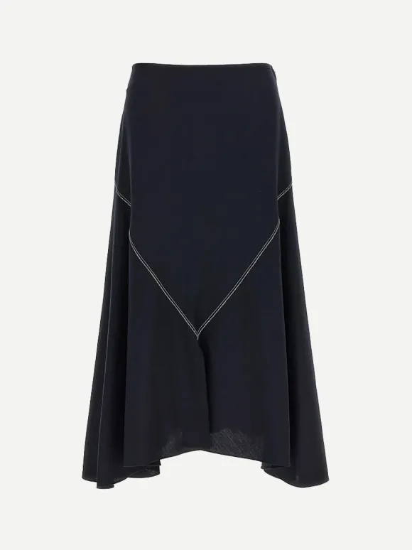 Tropical Wool Skirt in Blue Black