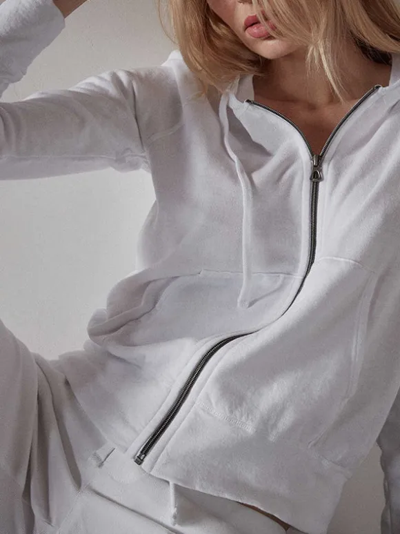 Vintage French Terry Zip Hoody in White