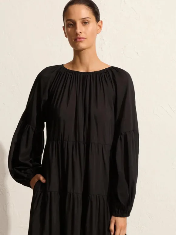 Voluminious Tiered Dress in Black