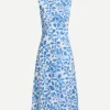 White Poplin Dress in Blooming Print