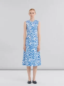 White Poplin Dress in Blooming Print
